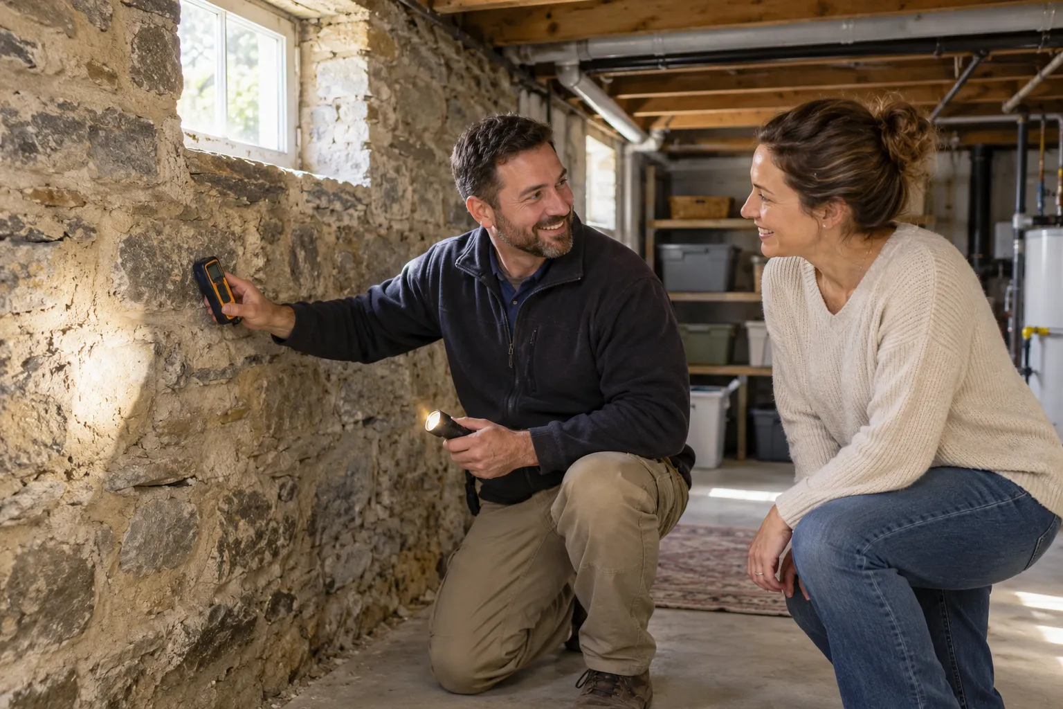 Mold remediation provider inspecting a home in Middletown